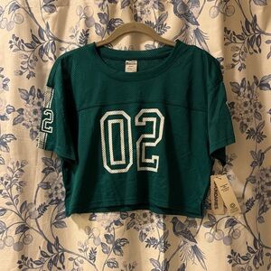 No Boundaries Teal Mesh Crop Jersey with White '02'